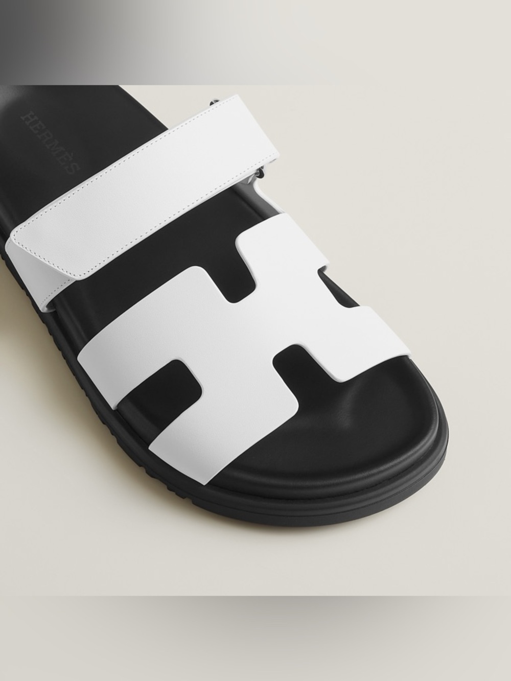 Authentic NWT Hermes White Chypre sandal Leather H Slide - Picture 2 of 5